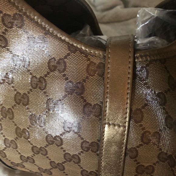 🔥GUCCI🔥STUNNING Authentic vintage large Jackie canvas print and lambskin - Picture 11 of 17